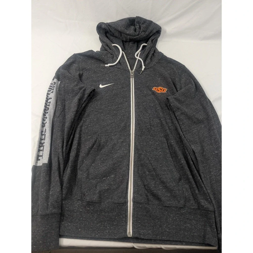 Oklahoma State Cowboys Hoodie Women  Gray Nike Full Zip NCAA Long Sleeve Large‎